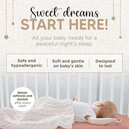 Bassinet Fitted Sheets - Compatible With Fisher Price Bassinet Soothing Motions, Stow and Go, Rock with Me & Soothing View Bassinet | 100% Organic Jersey Cotton - Light Pink + Dark Pink | 32x16 2 Pack