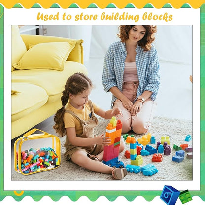 Sanwuta 3 Packs Toy Storage Bags with Zipper, Clear PVC Organizing Bags, Waterproof Toy Bags for Board Games, Building Blocks, Toys and Kids Books (Blue, Yellow, Green,10.24 x 7.09 x 2.36 Inch)
