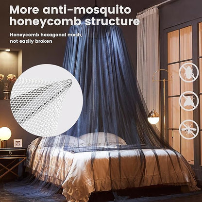 Mengersi Bed Canopy Mosquito Net,Canopy Bed Curtains for Twin Full Queen King Size Bed,Dome Mosquito Netting Bed Tent for Indoor Outdoor,Kid Bed and Adult Beds-Black