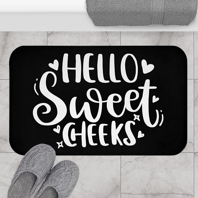 Funny Rug for Room Hello Sweet Cheeks Bath Mat Sign Self Motivation Home Bath Mat Fun Gift Mat Motivational Funny Saying Bathroom Bath Mat Gift for Wife Welcome Mats for Home 24x16 in