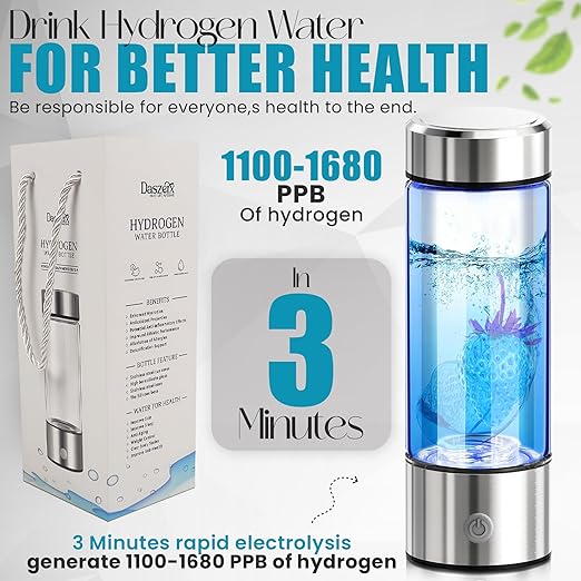 DASZERX® Hydrogen Water Bottle 2024, Ion Water Bottle Improve Water Quality in 3 Minutes, Rich Water Bottle Generator with SPE PEM Technology Water Ionizer