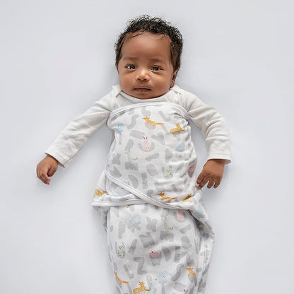 aden + anais, Cotton Knit Baby Wrap, Newborn Wearable Swaddle Blanket, 3 Pack, Multicolor Alphabet Animals, 0-3 Months