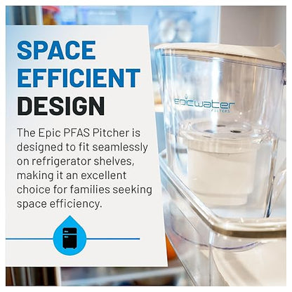 Epic Water Filters PFAS Forever Chemicals Filter Pitcher for Drinking Water, 10 Cup 150 Gallon Filter, Tritan BPA Free, Removes PFAS, PFOA, PFOS (White)