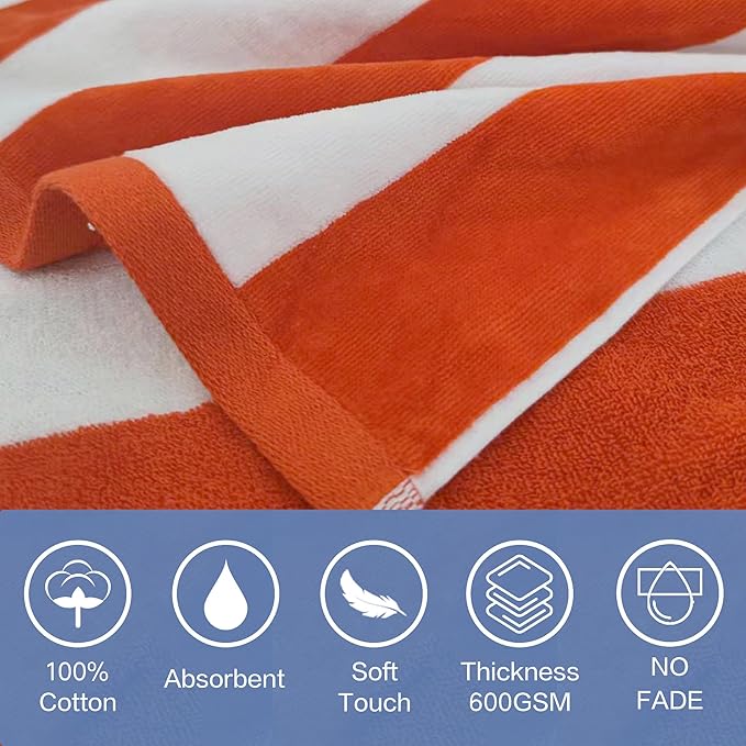 VOOVA & MOVAS Hooded Bath Towel for Big Kids | Large (8-16Years) Thick and Absorbent Cotton Poncho Towel Robe for Pool, Swim, and Bath - Red and White Cabana