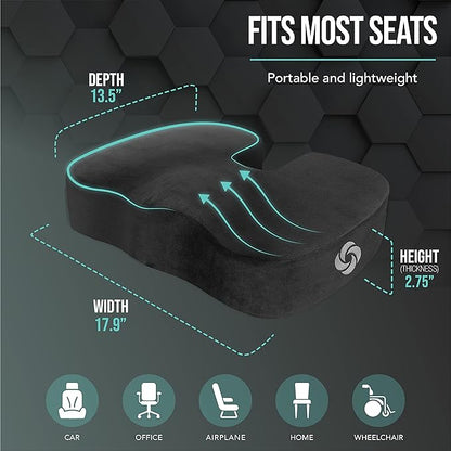 SAMSONITE, Orthopedic Seat Cushion for Office Chair or Car Seat [HIGH GRADE - MEMORY FOAM], Versatile Supportive Pillow with Soft Plush Cover [2.75" THICKNESS], Black…