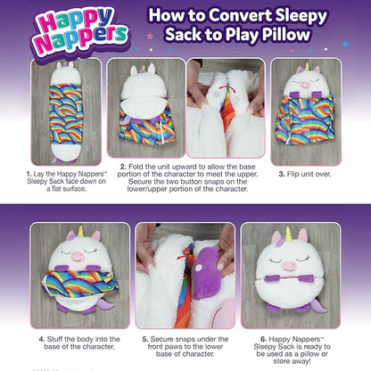 Happy Nappers Pillow & Sleepy Sack Large Triceratratops Comfy, Cozy, Compact, Super Soft, Warm, All Season, Sleeping Bag with Pillow