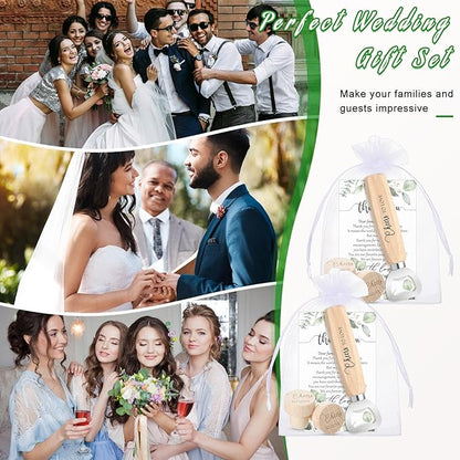 Barydat 72 Sets Wedding Favors Bulk for Guests Wine Corks Wooden Stopper Beer Bottle Opener Wedding Thank You Gift Card Organza Bag Wedding Appreciation Gifts for Bridal Shower