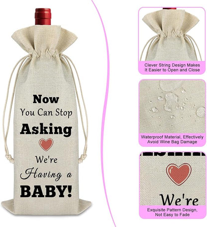 Christmas Gift for Mother Father Wine Bags Pregnancy Announcement Gift for Parents Surprised Christmas Gifts for Husband Drawstring Wine Wrap Bottle Bags Birthday Gift for Her Him Mother in Law Gift