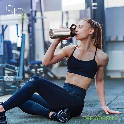 SipX™ Triple-Insulated Stainless Steel Water Bottle 18oz. With 3 Lids, BPA-Free Reusable Insulated Water Bottle Keeps Cold 24 Hours, Metal Water Bottle Made Of Sustainable Material For Hiking & Biking