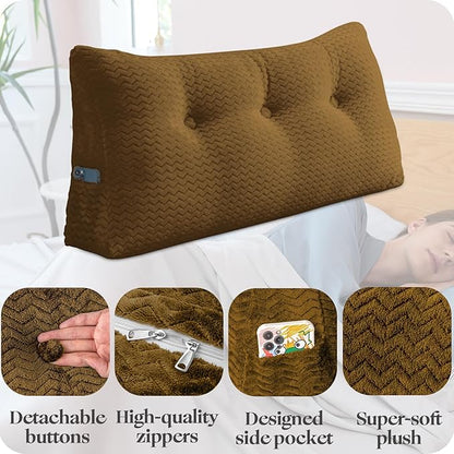 Large Bolster Triangular Headboard Wedge Backrest Positioning Support Bed Rest Reading Pillows Headboard Wedge Pillows for Day Bed Bunk Bed with Removable Cover