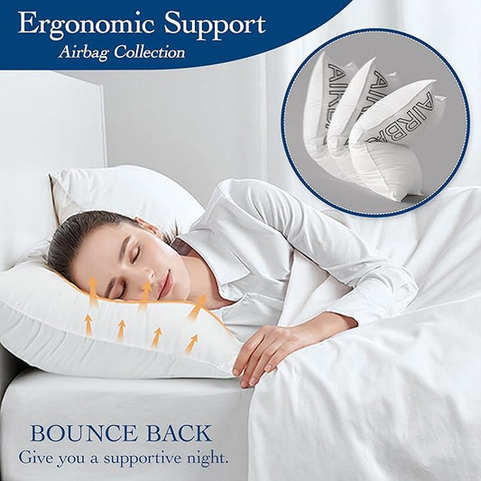 Premium Supportive & Fluffy Queen Size Bed Pillow for Side Back Stomach Sleepers, Luxury Hotel Quality Extra Soft Feather Down Alternative Filling, Cooling Smooth Cover for Sleeping, Relief Neck Pain