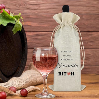 Maid of Honor Gift Wedding Gifts for Friends Wine Bags Valentine Gift Proposal Gift for Women Girlfriend Birthday Christmas Gifts for Bridesmaids Sister Reusable Burlap Wine Wrap Bags Engagement Gift