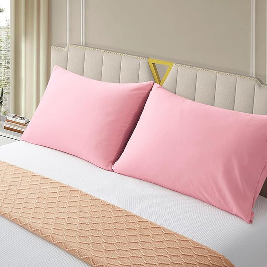 Toddler Pillowcase Set of 2 Pink Microfiber Pillow Cases 14x20 Comfortable Not Shrink Soft Pillow Cases Travel Pillow Cases 14x20 Envelope Style