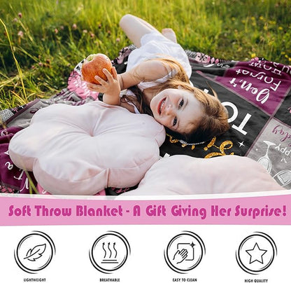 Birthday Gifts for Girls/Her, Happy Birthday Decorations Blanket 40"X50", Birthday Gifts for Teen Girls, Birthday Gifts for Daughter/Granddaughter/Friend/Sisters, Girls Birthday Gift Ideas