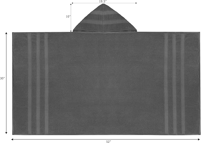 Hooded Bath Towel Wrap - 100% Cotton Popcorn Large Oversized Hooded Kids Towel - Toddler Shower Pool Beach Towel - 600 GSM - Soft Absorbent Quick Dry Easy Care Gift - 30x52 inches - Grey