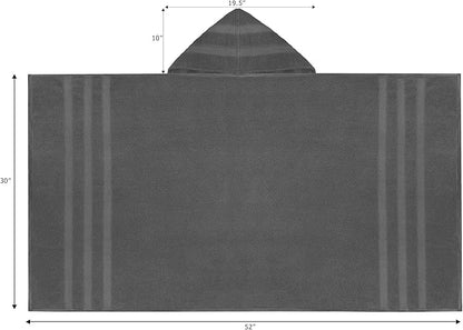 Hooded Bath Towel Wrap - 100% Cotton Popcorn Large Oversized Hooded Kids Towel - Toddler Shower Pool Beach Towel - 600 GSM - Soft Absorbent Quick Dry Easy Care Gift - 30x52 inches - Grey