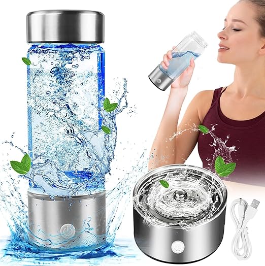 Hydrogen Water Bottle - 420ml Hydrogen Water Generator, Ion Exchange Ionizer, Patented SPE/PEM Technology, 3 Minute Electrolysis, Perfect for Travel, Fitness, and Home (Black)