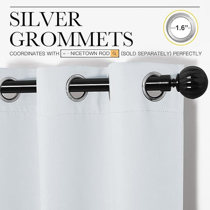 NICETOWN Room Darkening Curtains for Living Room - Easy Care Solid Thermal Insulated Grommet Room Darkening Curtains/Panels/Drapes for Bedroom (2 Panels, 55 by 86, Greyish White)
