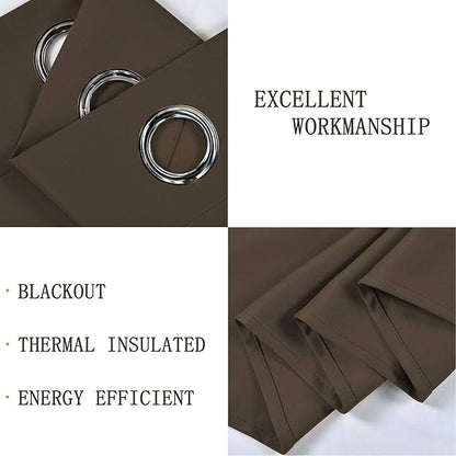 Solid Grommet Top Brown Valance for Kitchen Windows Blackout Curtain Valance for Living Room Short Straight Drape Valance for Bedroom Kids Room/Cafe/Loft 100X18 1 Panel Coffee Brown