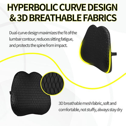 Lumbar Support Pillow for Office Chair,Memory Foam Back Lumbar Support Pillow,Relieve Back Pain,3D Breathable Fabric&Shoulder Strap Fixation,Back Support for Office Chair/Wheelchair/Car(Black)