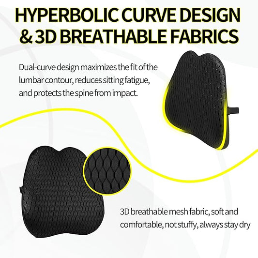 Lumbar Support Pillow for Office Chair,Memory Foam Back Lumbar Support Pillow,Relieve Back Pain,3D Breathable Fabric&Shoulder Strap Fixation,Back Support for Office Chair/Wheelchair/Car(Black)
