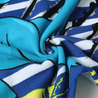 Dinosaur Bath Towel for Toddler Boys, Pool Hooded Towel for Kids, Hooded Bath Beach Towel Poncho for Bath/Pool/Beach Swim Cover with Drawstring Bag (Blue Dinosuar (24x24 inches))