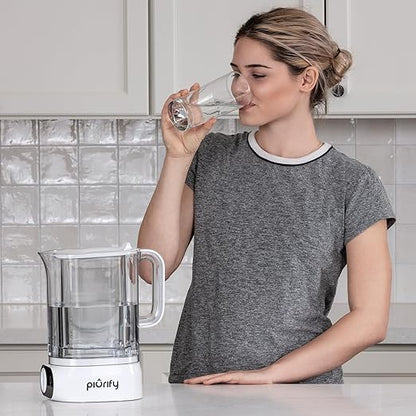 Alchemy Automatic Water Filter Pitcher with Rapid Filtration | Water Dispenser with Advanced UltraFiltration + Carbon Technology | 50 Oz Capacity | Extended 130 Gallon Cartridge Life