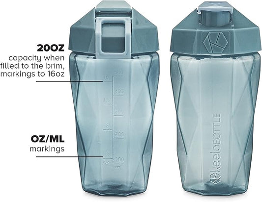 Classic 20oz Blender Shaker Bottle | Protein Shaker Bottle with Diamond Agitator | Shaker Cup with Carrying Handle and Dishwasher Safe | 2-Pack - White & Raspberry