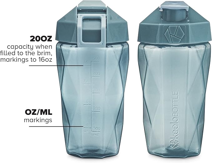 Classic 20oz Blender Shaker Bottle | Protein Shaker Bottle with Diamond Agitator | Shaker Cup with Carrying Handle and Dishwasher Safe | 2-Pack - Light Blue & Plum