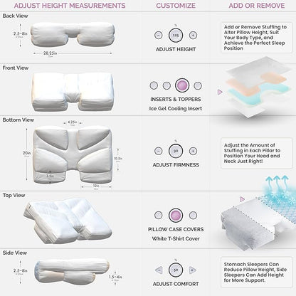 Topper, Down Alternative Premium Siliconized Fiberfill - Machine Wash & Dry. Adjustable for Side Sleepers by Zipper Access, Add or Remove Filling for Best Sleeping: Medium Support