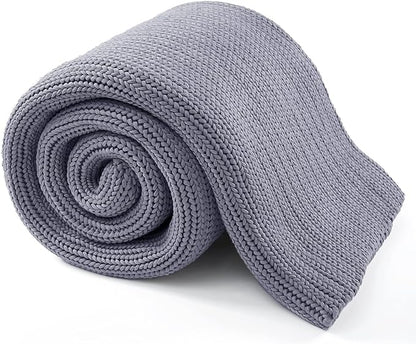 Knitted Weighted Blanket(Light Grey 60"x80" 15lbs),Home Décor Cooling Throw Blanket for Hot Sleepers,Hand Made Chunky Knit Heavy Blanket for Adults Use on Queen/King Size Bed