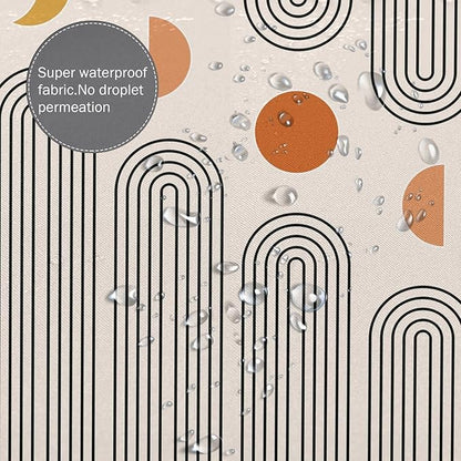 Boho Shower Curtains for Bathroom Mid Century Minimalist Abstract Aesthetic Modern Bathroom Decor Curtain Machine Washable Waterproof Fabric with 12 Hooks (Beige Minimalist, 72" x 72")