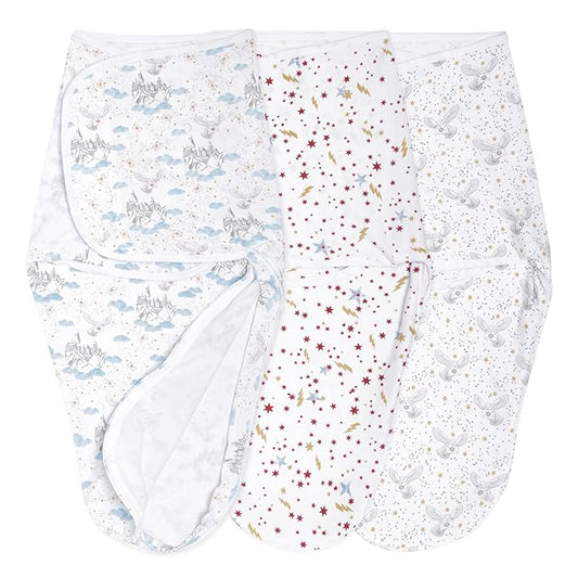 aden + anais, Cotton Knit Baby Wrap, Newborn Wearable Swaddle Blanket, 3 Pack, Multicolor Harry Potter, 0-3 Months