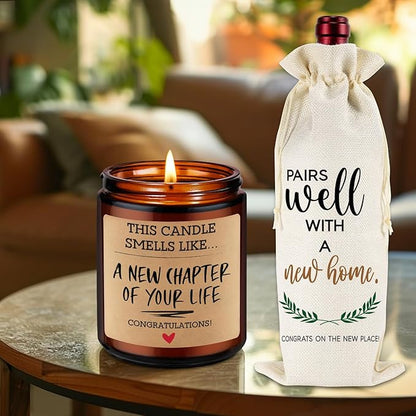 Fairy's Gift Funny Housewarming Wine Bag & Candle, House Warming Gifts New Home, Housewarming Gifts for New House, New Apartment, First Home, New Homeowner Gifts, Closing Gifts for Home Buyers