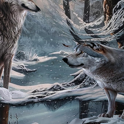 AILONEN Snow Wolf Shower Curtain 72" W*78" H for Boys,Winter Wild Animal Wolf Bathroom Decor,Safari Animal Wolf Printed Bath Curtain Waterproof Bath Curtain with Grommets and 12 Hooks