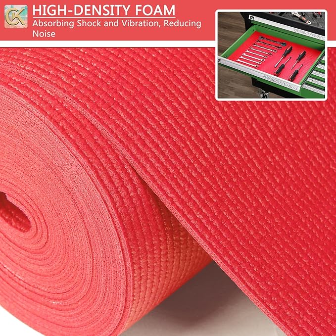 Foam Toolbox Liner Shelf Liner, Thickened Durable Pad Tool Box Mat for Protecting Your Tools, Work Surfaces, Garage, Chest -Red 3mm Thickness, 20 inch*24 ft