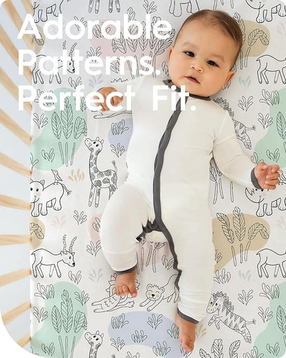 Premium Soft boy Crib Sheets, Ultra Breathable Crib Fitted Sheet, Super Stretchy Baby Bed Sheets 28''x52''x9'' Extra Deep Pocket