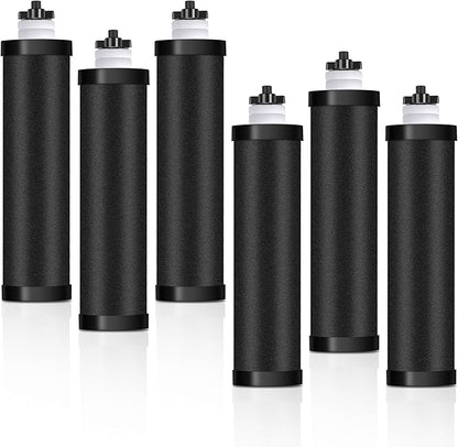 Water Filter Replacement for Berkey, NSF42 Standard Activated Carbon Water Filters, Compatible with Berkey B-B-9-2 Black Purification Elements and Gravity Water Filtration System, 6 Pack