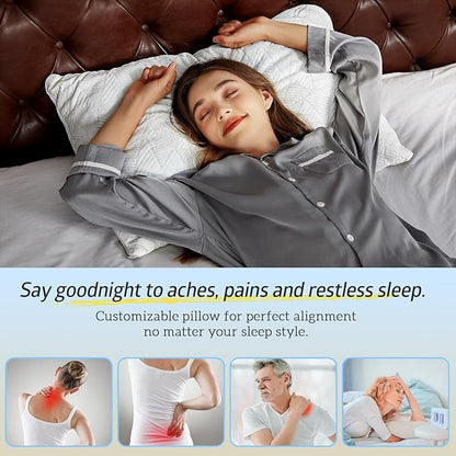 Cooling Pillows Standard Size Set of 2, BETU Shredded Memory Foam Cool Pillows for Hot Sleepers, Adjustable Firm Soft Support Bed Pillows Perfect for Back Neck Pain and Side Sleeping, White