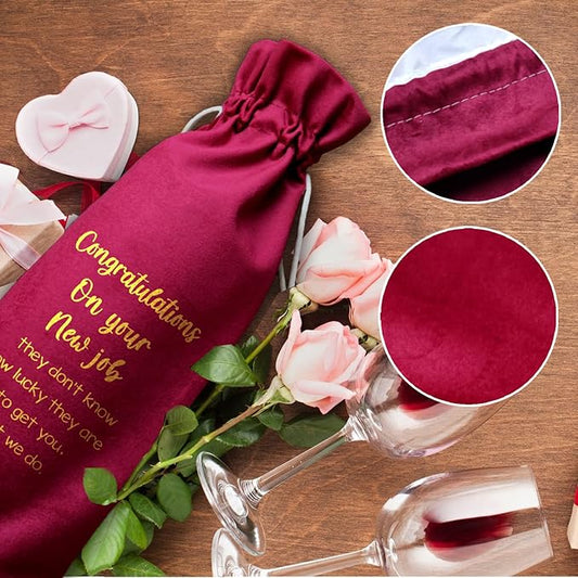 LANBAIHE New Job Gifts Wine Bag, Promotion Gifts, Congratulationg On New Job, Coworker Leaving Gift, Going Away Gifts for Coworker Women Men- Pairs Well With New Job Gift (New Job-Red)