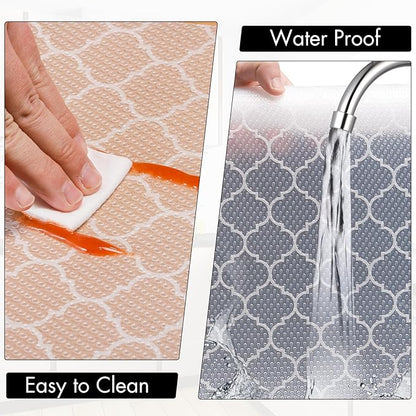 Cooyes Shelf Liner – Non-Slip Shelf Liners for Kitchen Cabinets – Waterproof Shelf Paper with Modern Pattern – Durable EVA Cabinet Liners