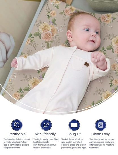 TotAha Changing Pad Cover, Buttery Soft Diaper Changing Pad Covers for Girls Boys, Super Stretchy Jersey Knit Changing Table Covers, 5'' Deep Pocket, 2 Pack
