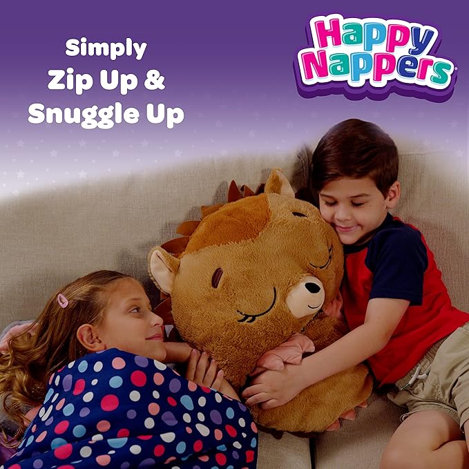 Happy Nappers Pillow & Sleepy Sack Large Triceratratops Comfy, Cozy, Compact, Super Soft, Warm, All Season, Sleeping Bag with Pillow