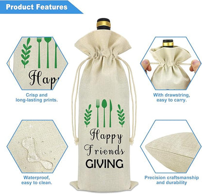 Friendship Themed Gifts for Her Him Wine Bag Best Friend Friendship Birthday Gifts Thanksgiving Christmas Graduation Gifts for Women Men Coworker Bestie Sister Reusable Wine Bottle Bag Cover
