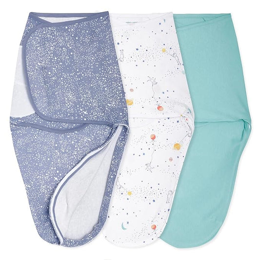 aden + anais, Cotton Knit Baby Wrap, Newborn Wearable Swaddle Blanket, 3 Pack, Stargaze, 0-3 Months