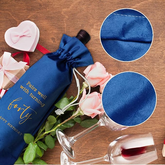 LANBAIHE 40th Birthday Gifts for Her,40th Birthday Gift for Women Men, 40 Years Old Birthday Gifts Wine Bag, 30th Birthday Decorations Party Supplies- 1984 Birthday (40th Birthday-Blue)