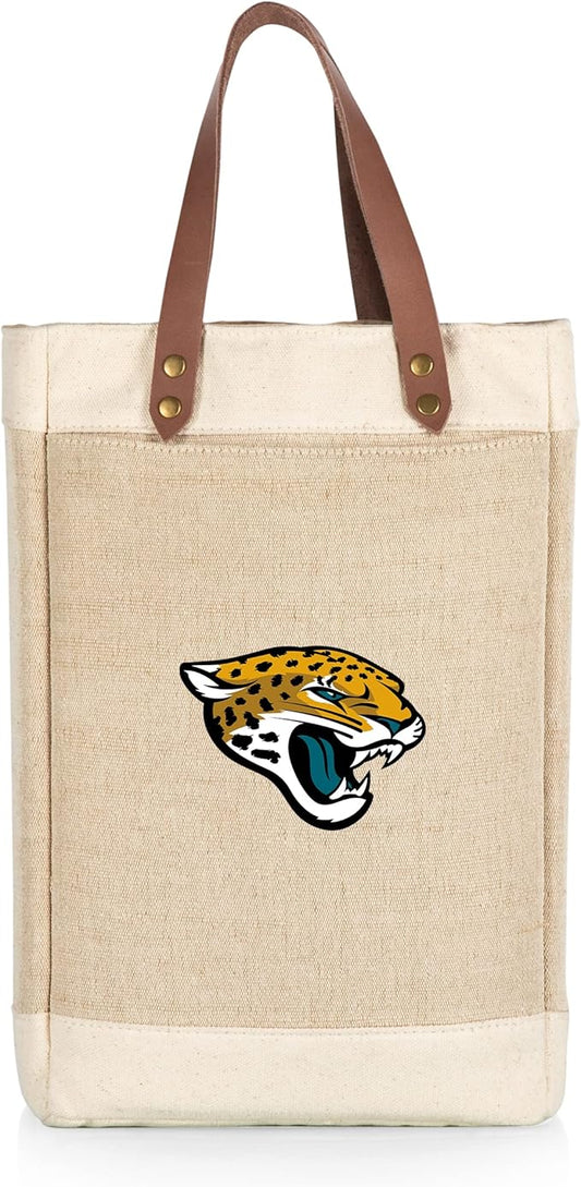 PICNIC TIME NFL Pinot - Jute 2 Bottle Insulated Wine Bag - Wine Tote Bag - Wine Gift Bag, (Beige)