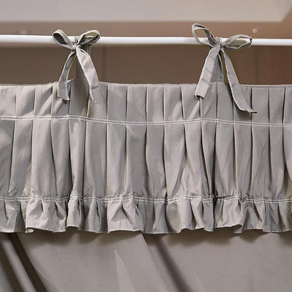 Ruffle Lace up 4 Corners Post Princess Curtain Bed Canopy Cozy Breathable Mosquito Net Cloth for Girls Adults Bedroom Decoration (Grey, 59" W*82" L*82" H/Queen)