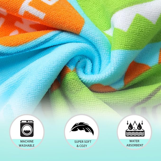NovForth Kids Beach Towel for Boys Girls, Mermaid Hooded Bath Towel Wrap, Toddler Pool Towel with Hood