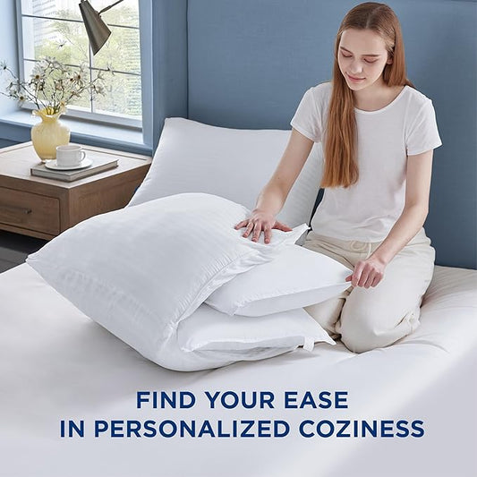 Bedsure Fluffy Adjustable Layer Standard Pillow - Soft Pillows Standard Size Set of 2 with 100% Cotton Cover, Luxury Bed Pillows for Sleeping, Firm Pillows for Side, Back, Stomach Sleepers
